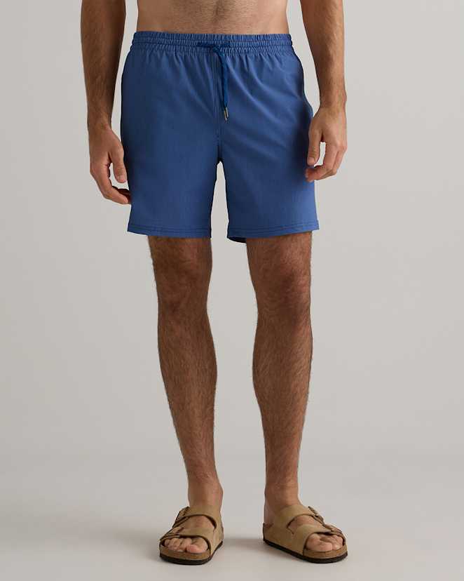 Navy Tonal Stripe Italian Swim Trunk