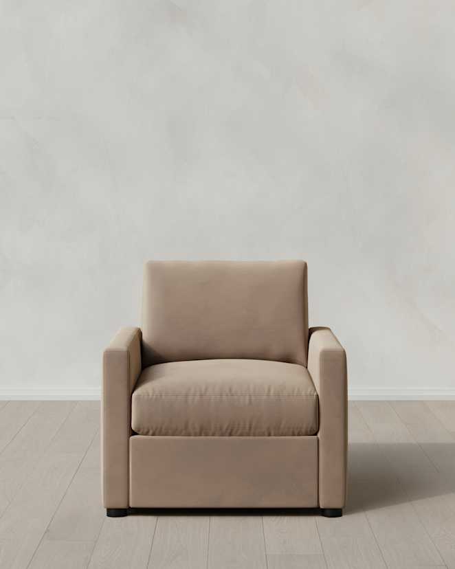 Taupe Brennan Accent Chair in Performance Velvet