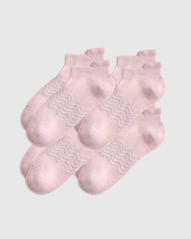 Minimal Pink Everyday Cotton Pilates Gripper Ankle Socks (4-pack)