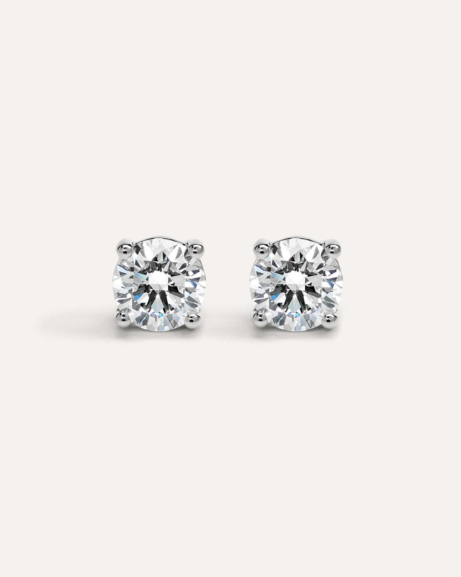 white-gold 14K Gold Lab Grown Diamond Four-Prong Solitaire Studs - 4ctw