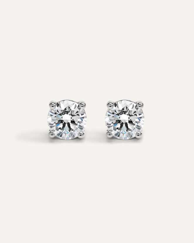 White Gold 14K Gold Lab Grown Diamond Four-Prong Solitaire Studs - 4ctw