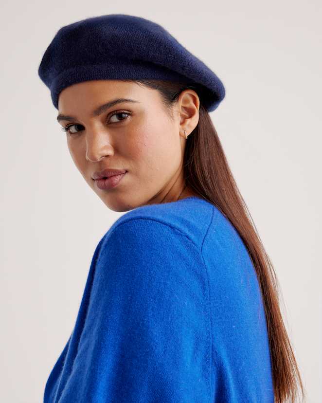 Navy Mongolian Cashmere Beret