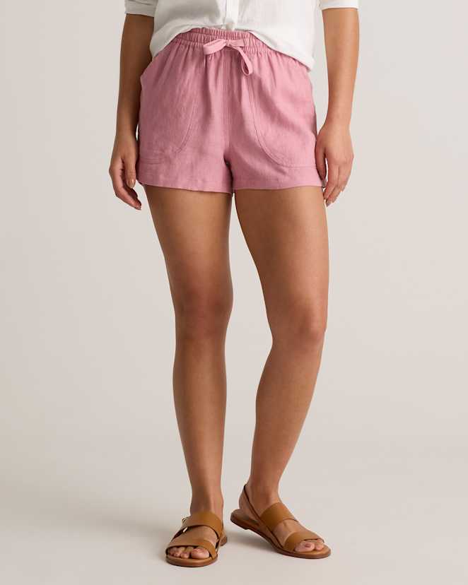 Mauve Mist 100% European Linen Shorts