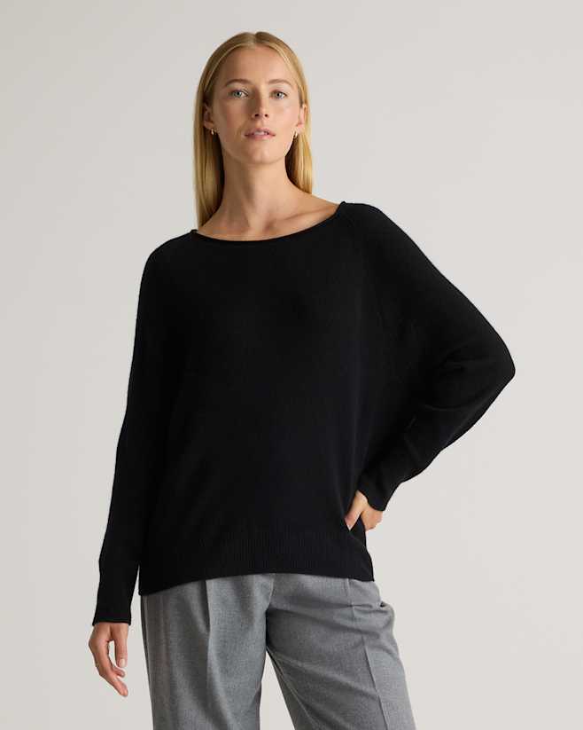 Black Mongolian Cashmere Boatneck Sweater