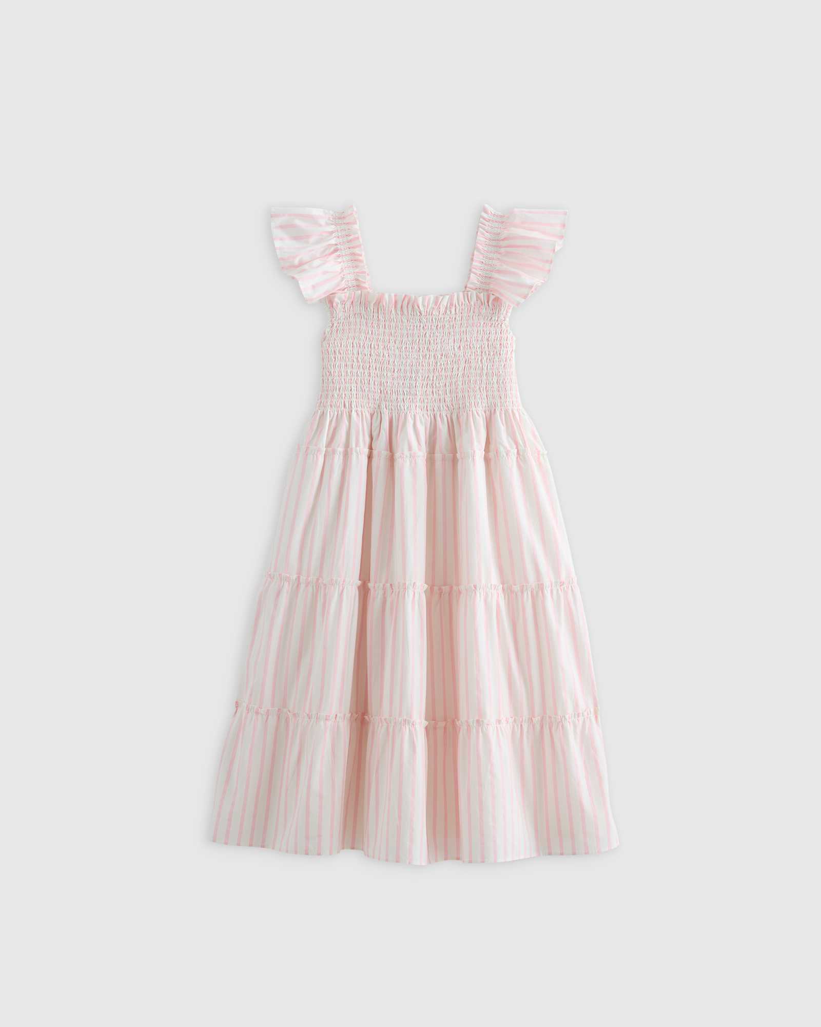 U 235 PINK STRIPE RETOUCHED Toddler pink-stripe 100% Organic Cotton Poplin Smocked Dress