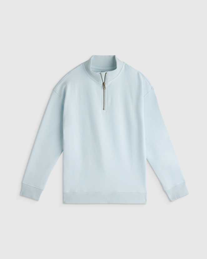 Soft Blue Organic Cotton French Terry Quarter-Zip