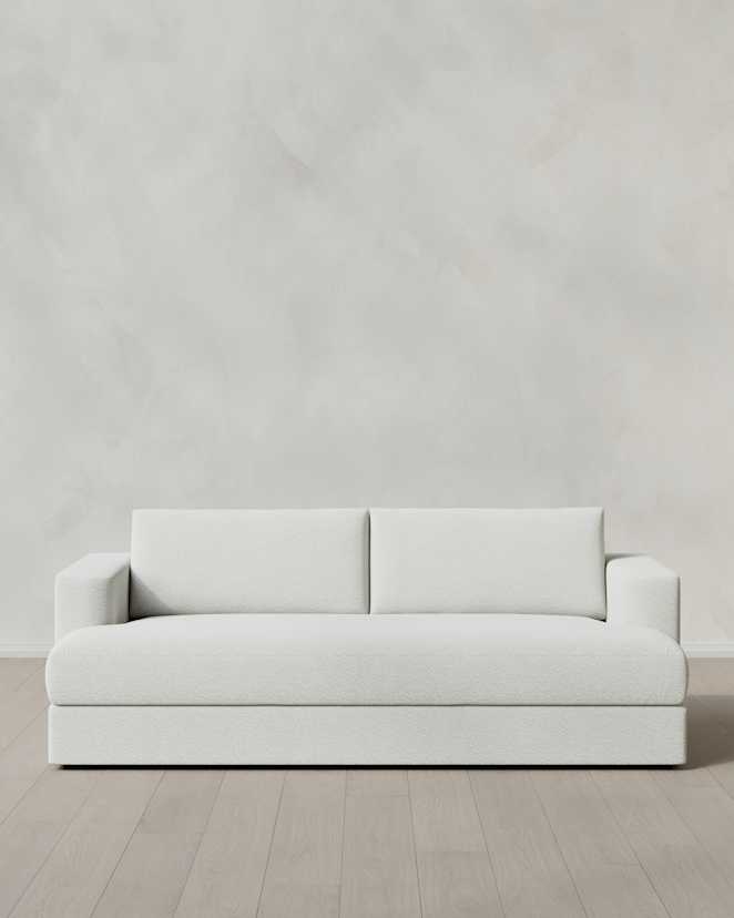 Cloud White Sierra Curved Arm Sofa in Performance Boucle