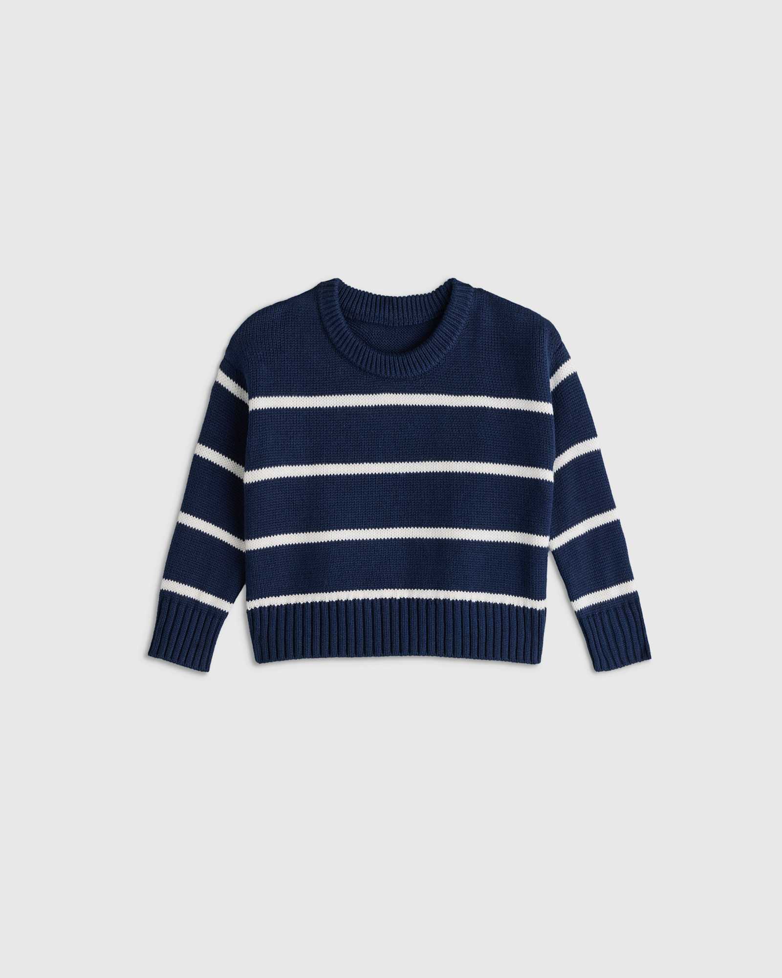 Navy/White 100% Organic Cotton Crewneck Sweater