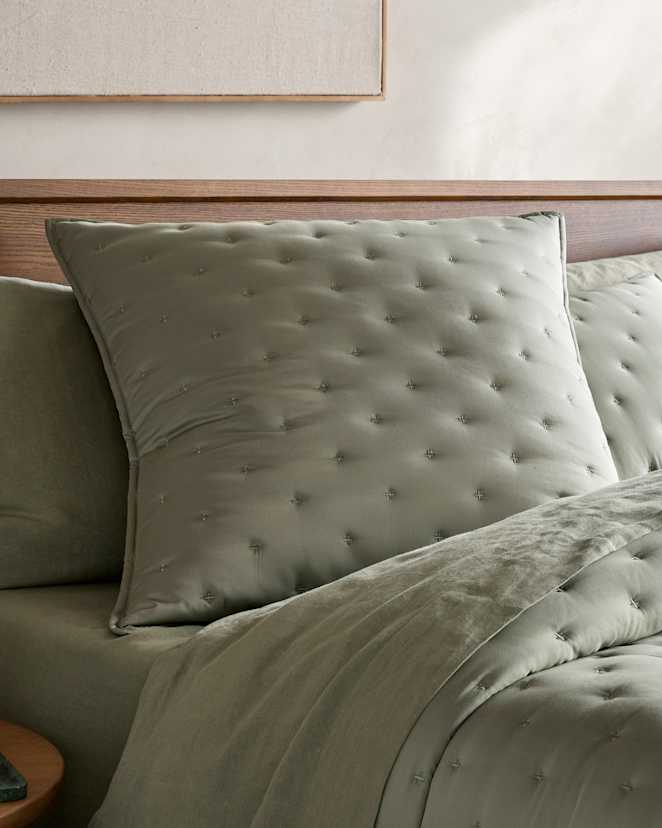 Sage Bamboo Dream Quilted Square Pillowcase