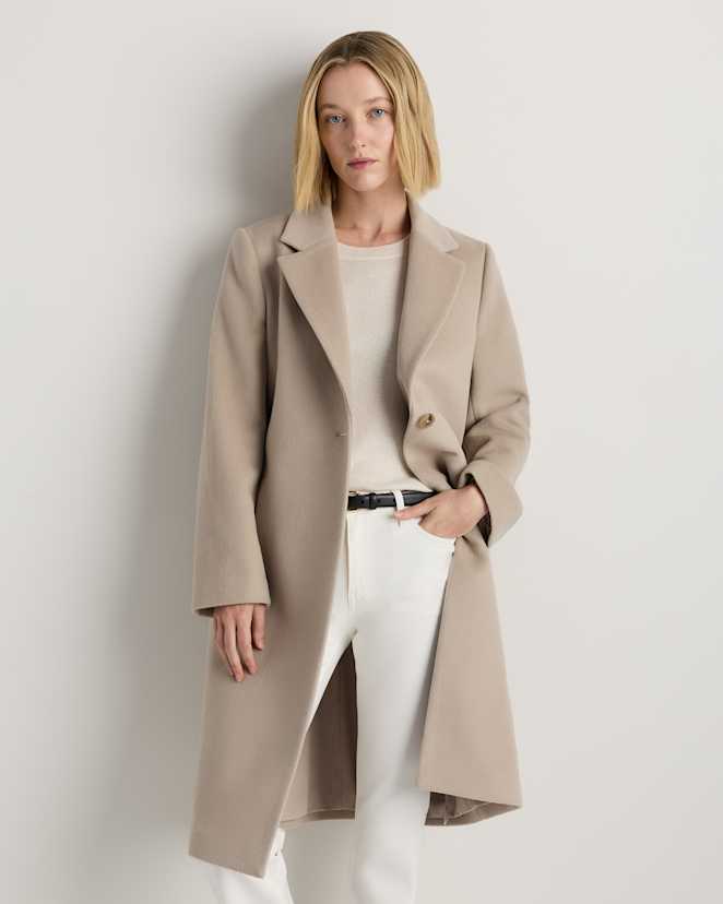 Melange Sand Dune Manteau classique en laine et cachemire à simple boutonnage