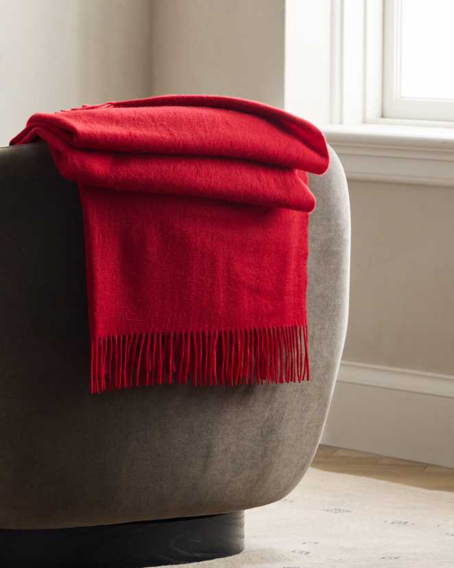 Varsity Red Mongolian Cashmere Throw
