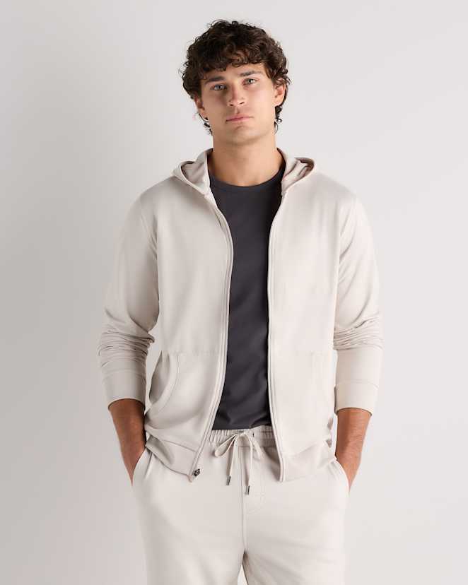 Solid Chalk Pull à capuche de performance en Flowknit à glissière et à poches