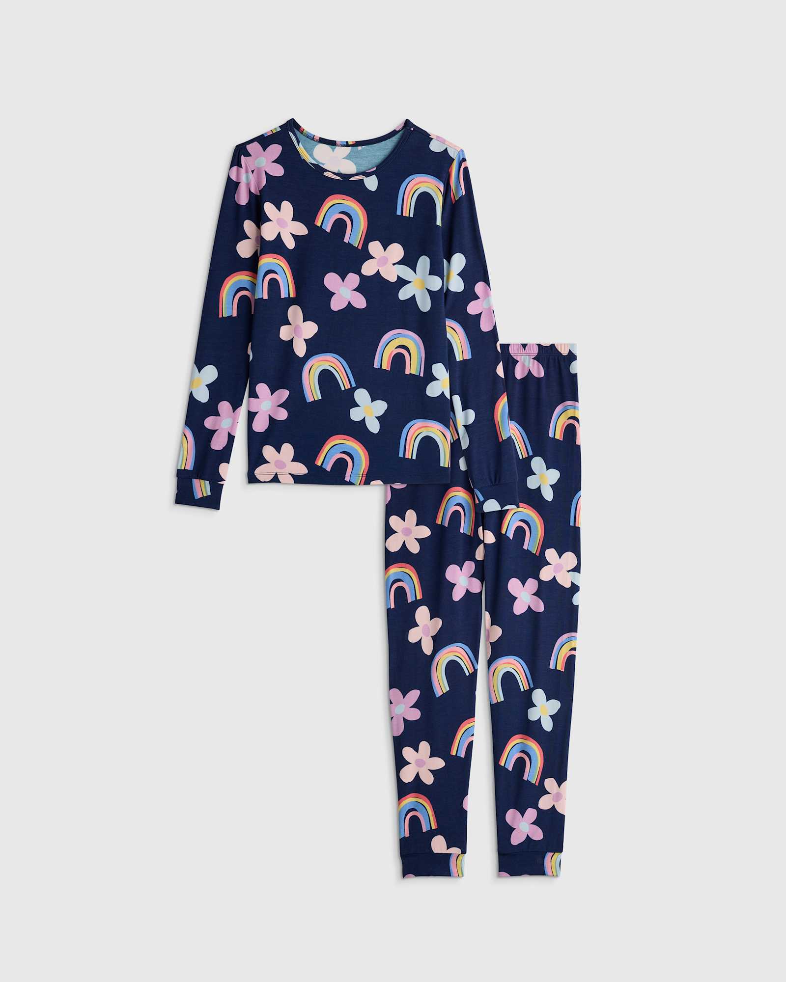 U--826 Toddler Bamboo Long Sleeve and Pant Pajama Set Rainbow Garden 16537 CROPPED 1