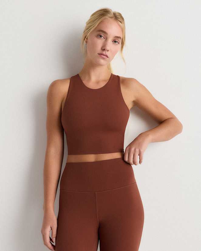 Redwood Brown Ultra-Form High-Neck Cropped Tank