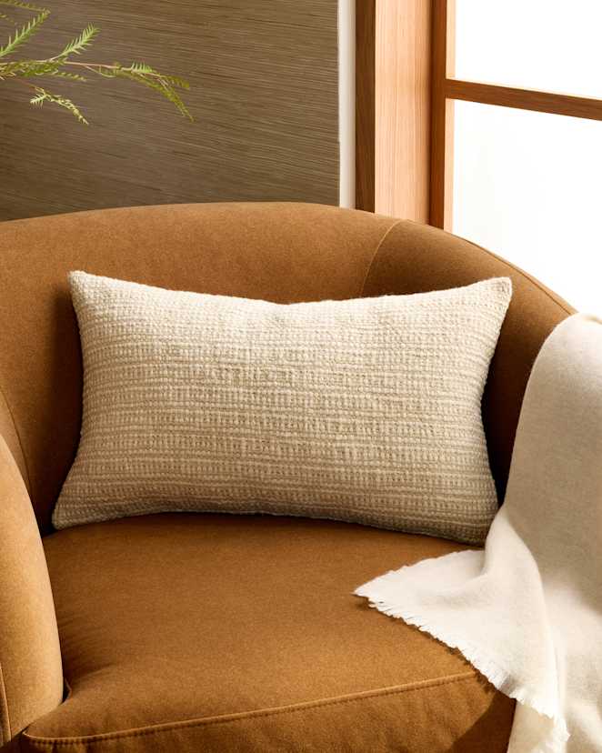 Ivory Wool Linen Textured Pillow Cover