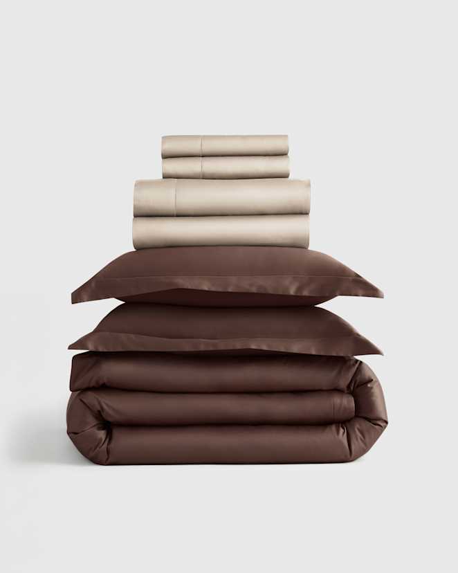 Espresso Giza Cotton Sateen Deluxe Bedding Bundle