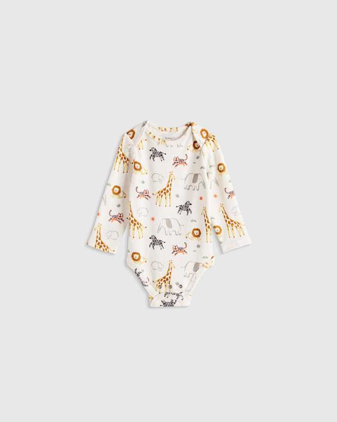 Safari 100% Organic Cotton Long Sleeve Bodysuit