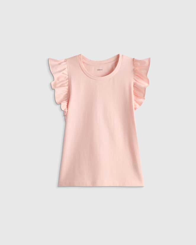 Pink Ruffle Sleeve Organic Cotton Top
