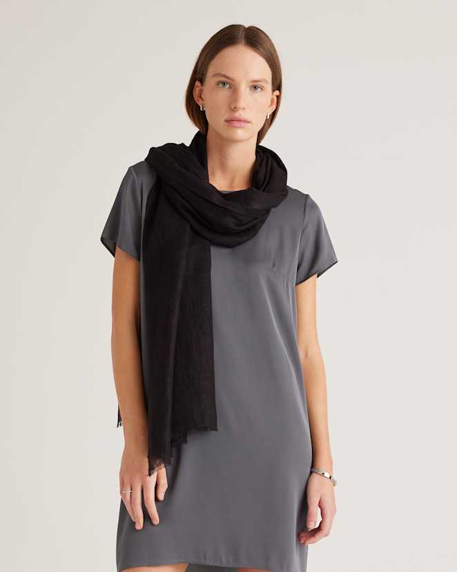 Black 100% European Linen Scarf
