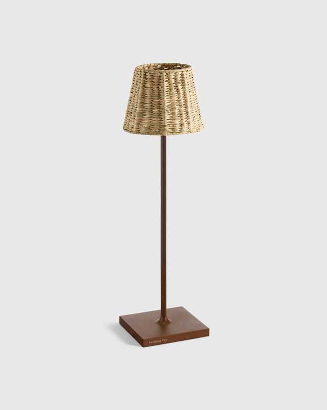 Rust Poldina Pro Rechargeable Table Lamp with Seagrass Shade by Zafferano