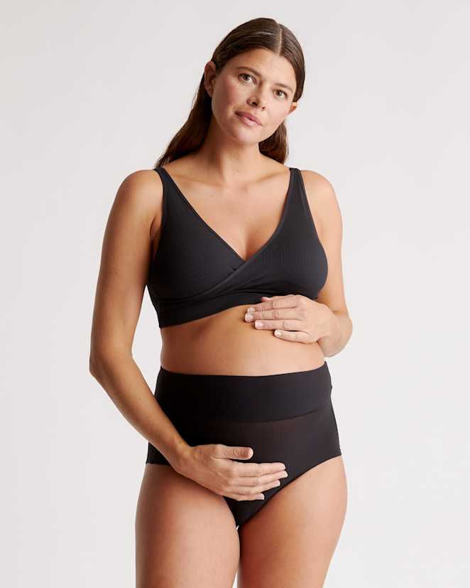 Black Seamless Crossover Nursing & Lounge Bra (2-pack)