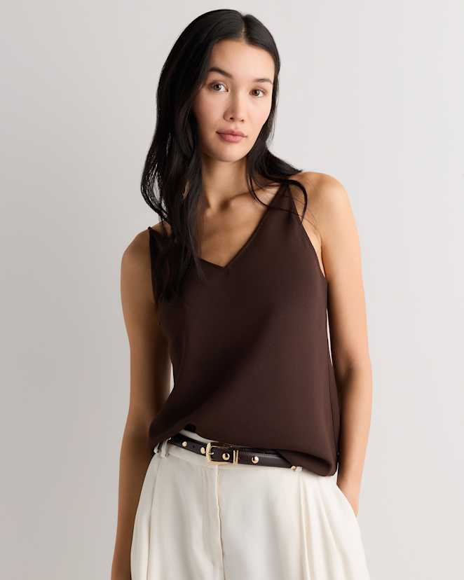 Coffee Bean Brown Matte V-Neck Cami