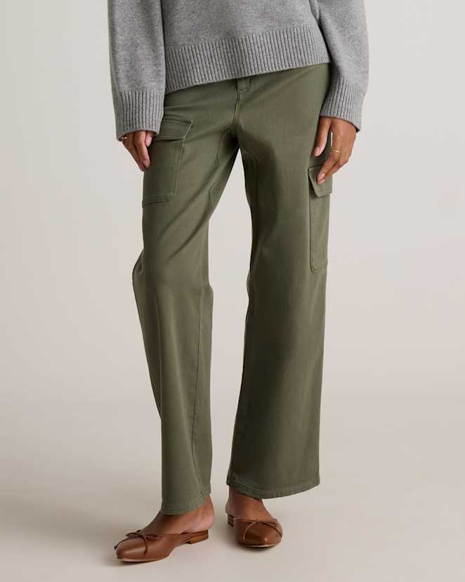 Loden Organic Stretch Cotton Twill Cargo Pants