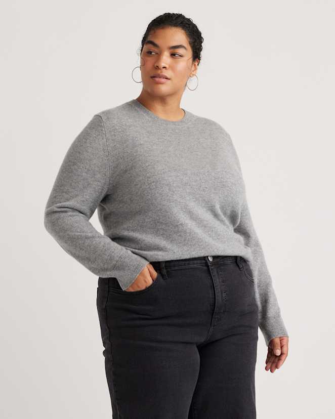 Heather Grey Mongolian Cashmere Crewneck Sweater