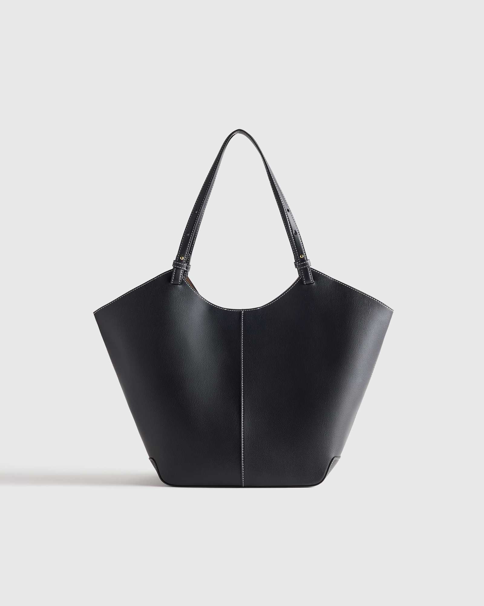 black Italian Leather Trapeze Tote