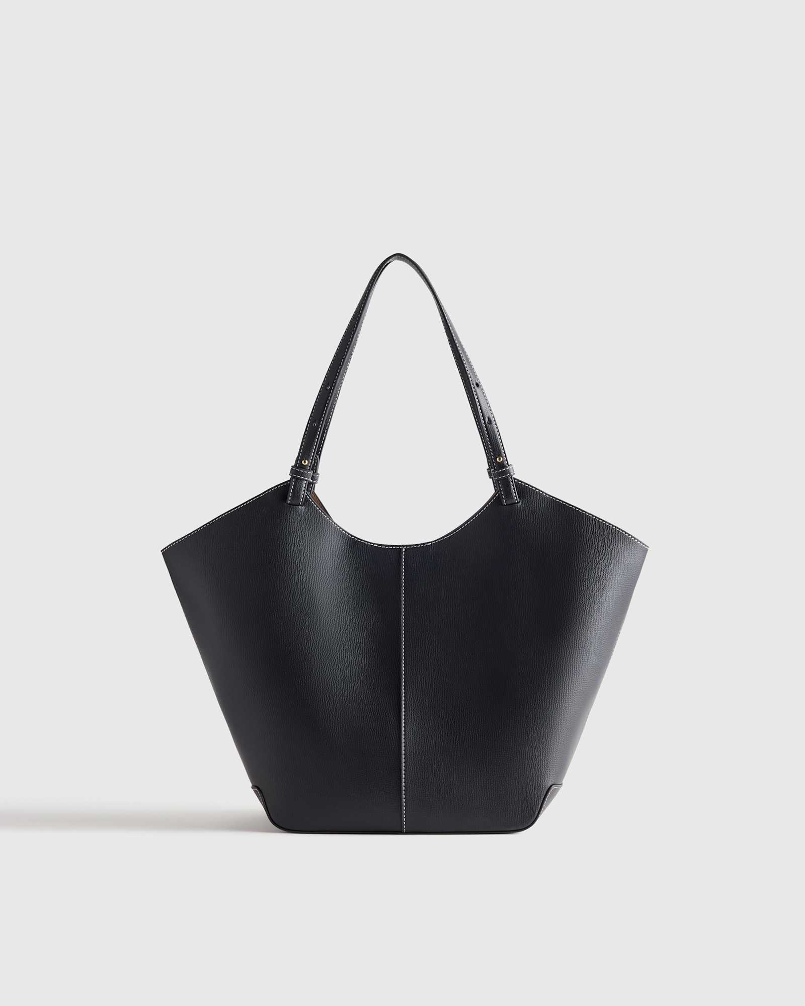black Italian Leather Trapeze Tote