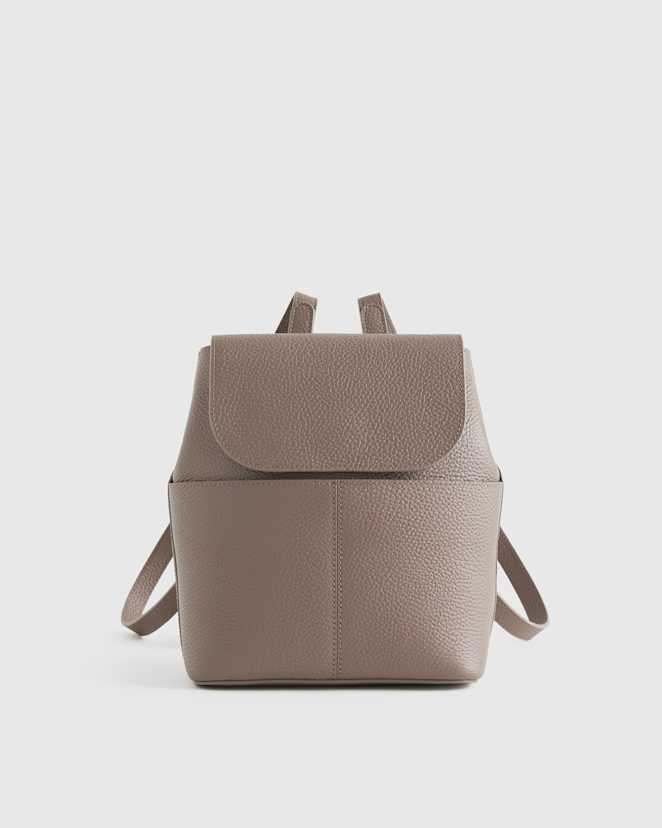 Mink Italian Leather Small Backpack