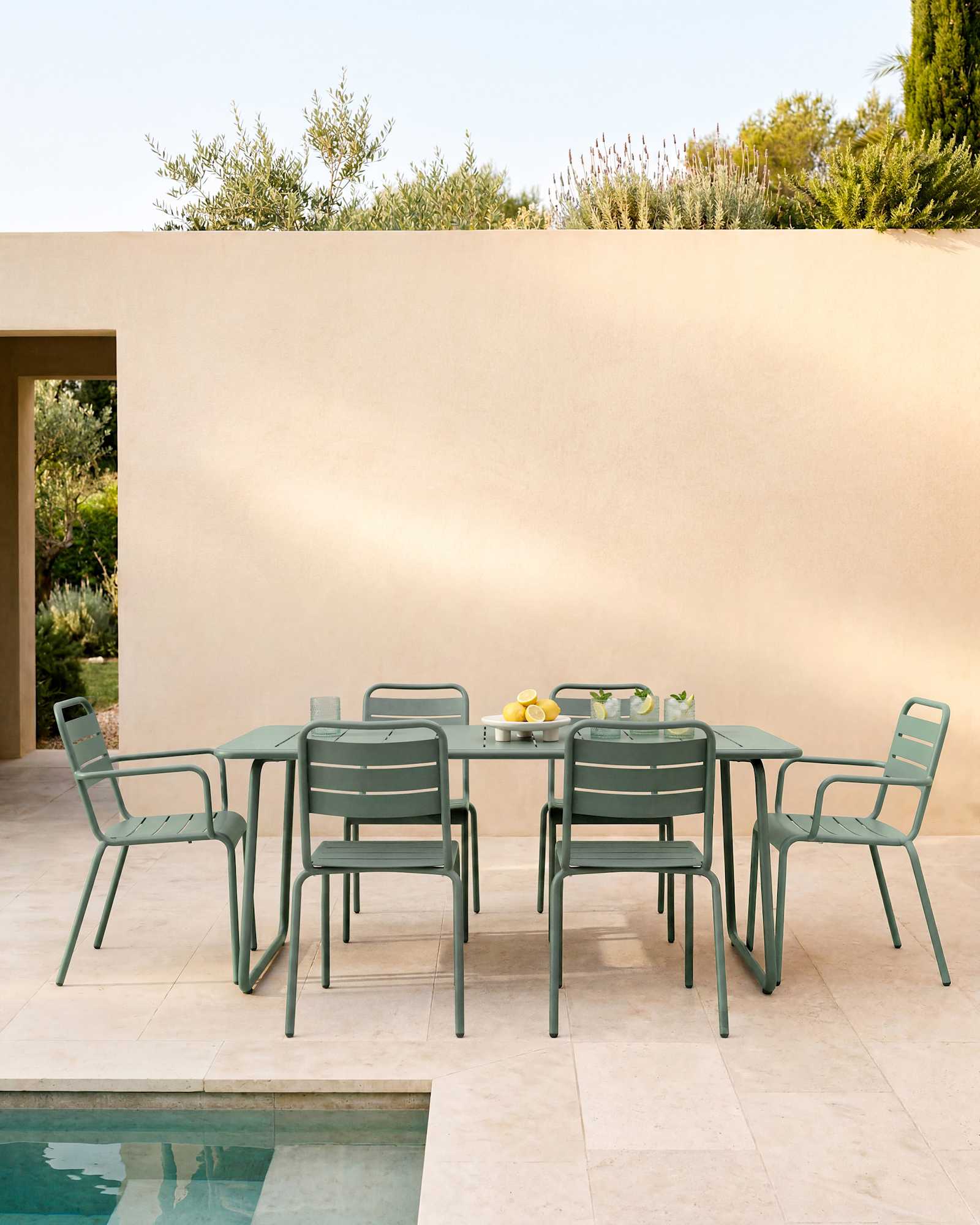Sage Green Powder-Coated Aluminum Outdoor Dining Set