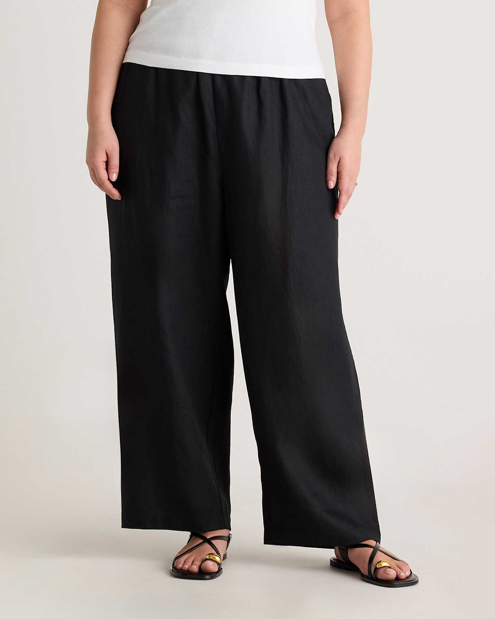 black 100% European Linen Pants