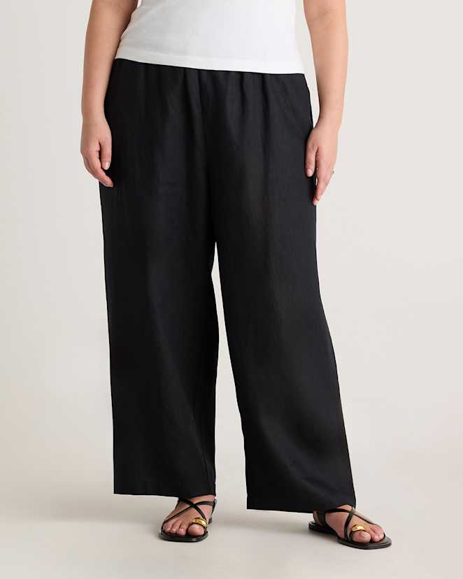 Black 100% European Linen Pants