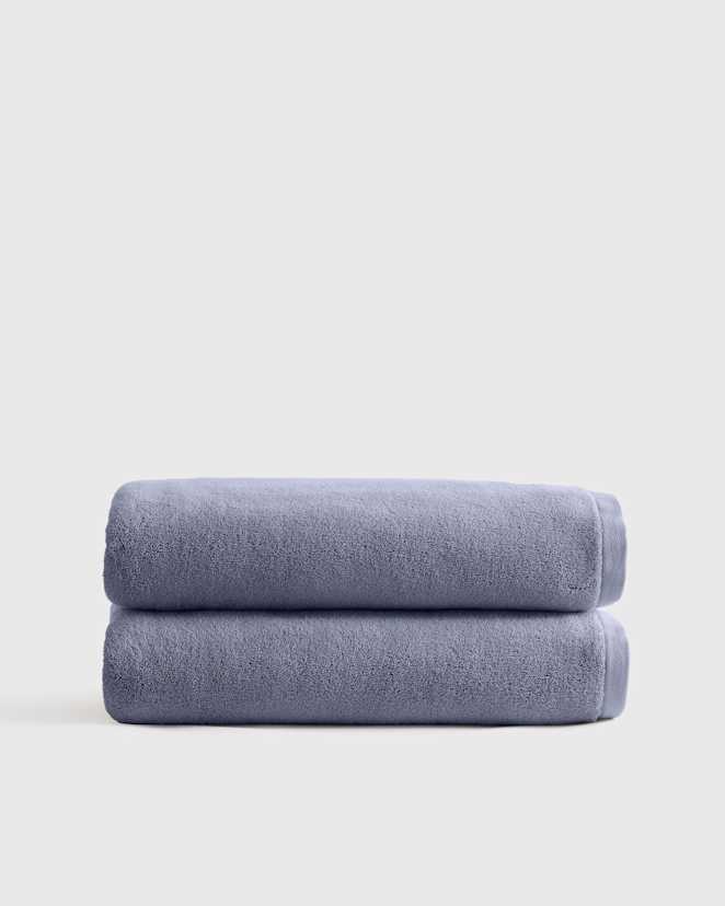 Twilight Blue Plush Organic Turkish Cotton Bath Sheet (Set of 2)
