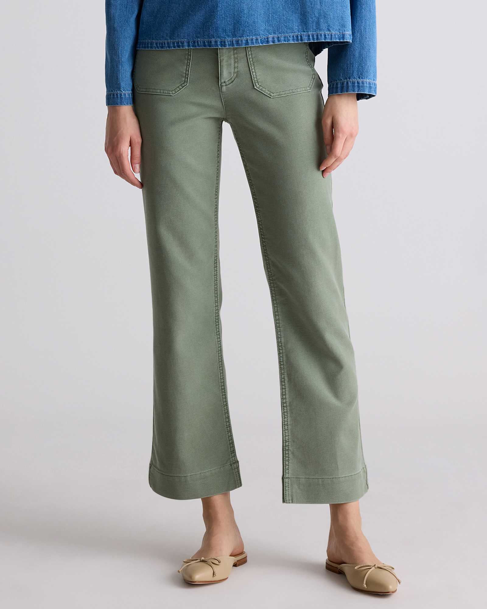 faded-cargo French Terry Wide Leg Pants