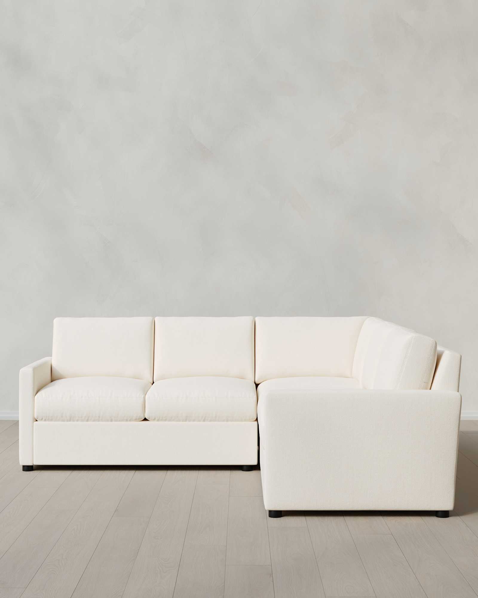 Marshmallow Brennan L Sectional in Performance Chenille Linen Blend