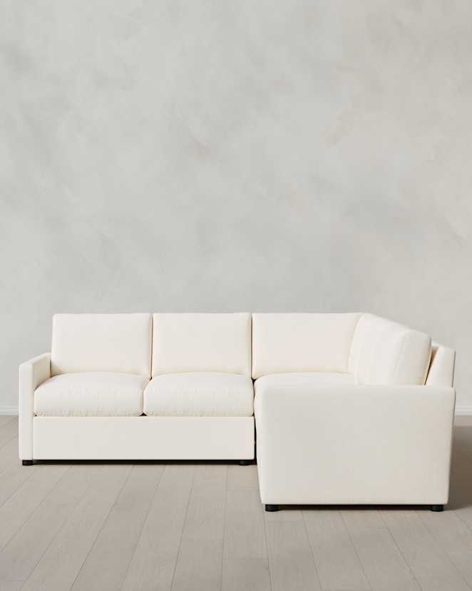 Marshmallow Brennan L Sectional in Performance Chenille Linen Blend