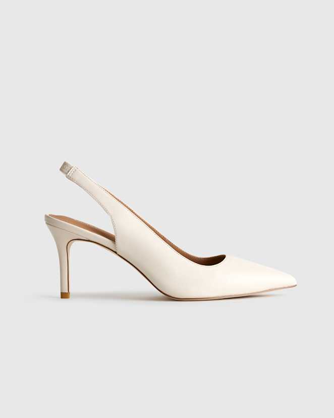 Bone Italian Leather Slingback 75mm Heel