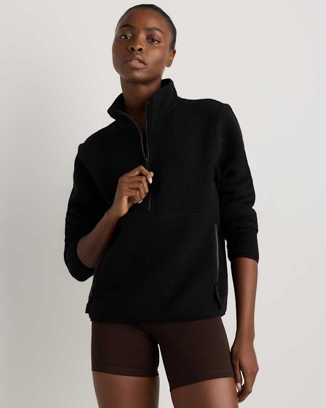 Black Sherpa Half-Zip Jacket
