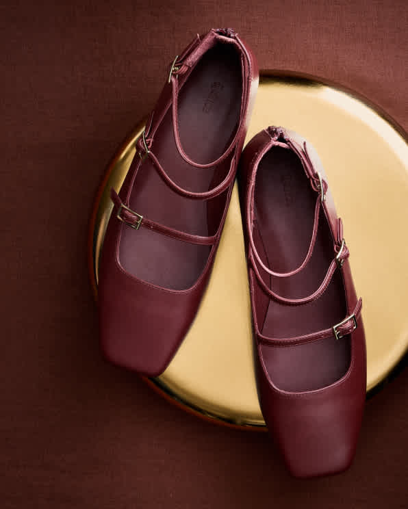 strappyflats Merlot Italian Leather Strappy Ballet Flat