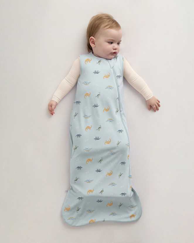 Baby Blue Little Dino Bamboo Sleep Bag 1.0 TOG