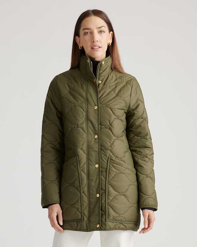 Olive Featherless Quilted Long Puffer Jacket