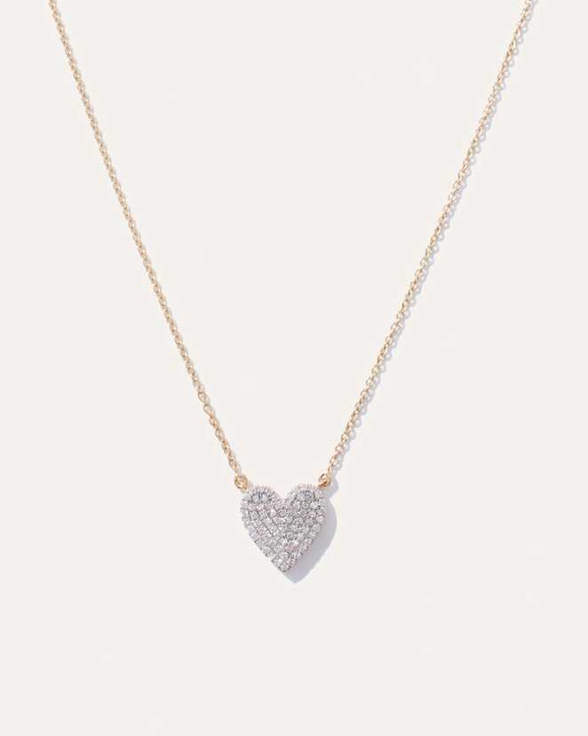 Yellow Gold 14K Gold Pave Diamond Heart Necklace