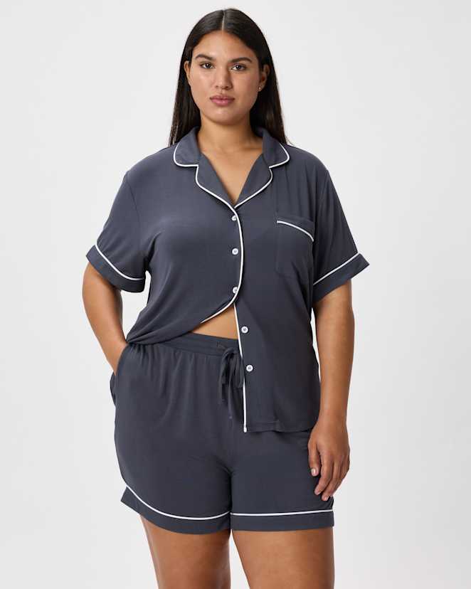 Graphite Bamboo Jersey Short Sleeve Pajama Set