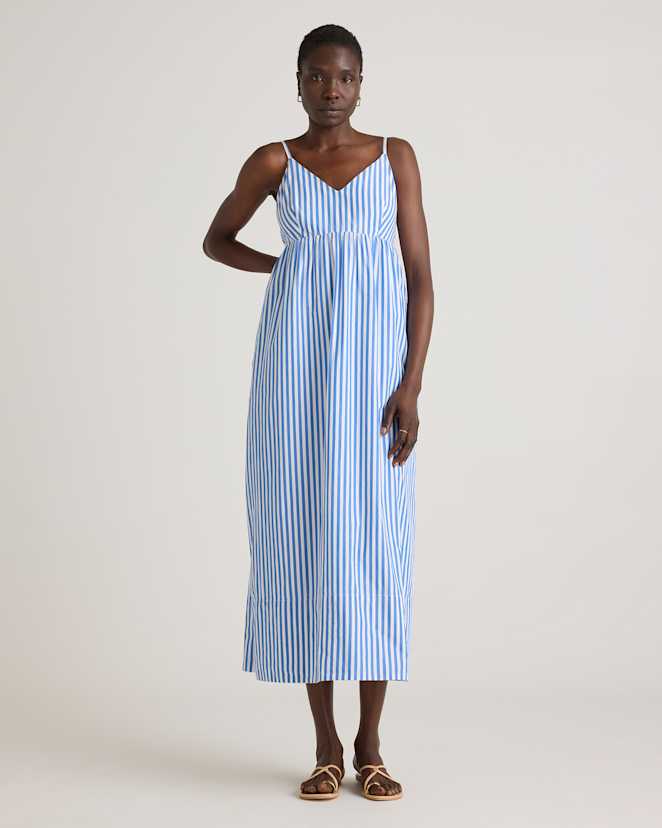 Azure Stripe 100% Organic Cotton Sleeveless Maxi Dress