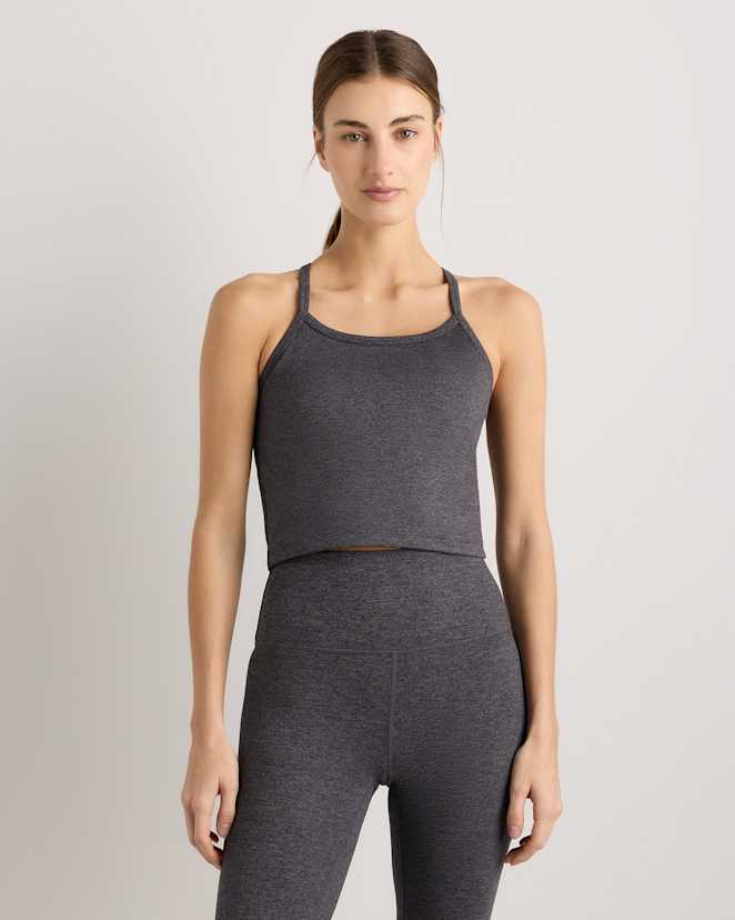Heather Charcoal Ultra-Soft Y-Back Cropped Bra Tank