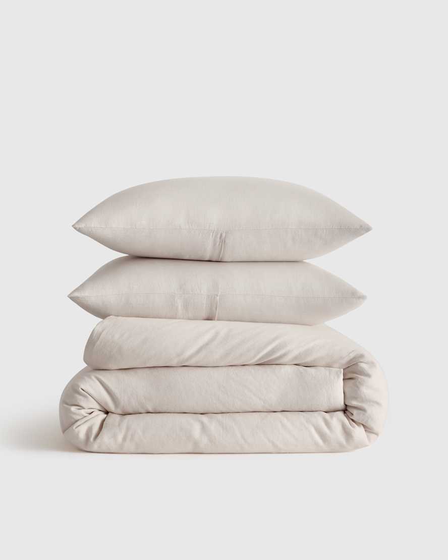 Sand European Linen Duvet Cover Set
