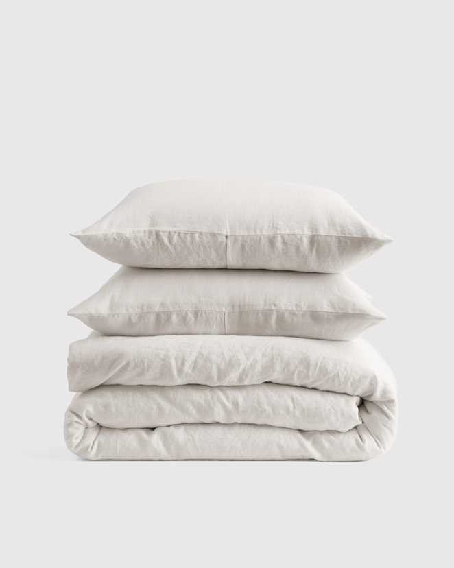 Sand European Linen Duvet Cover Set