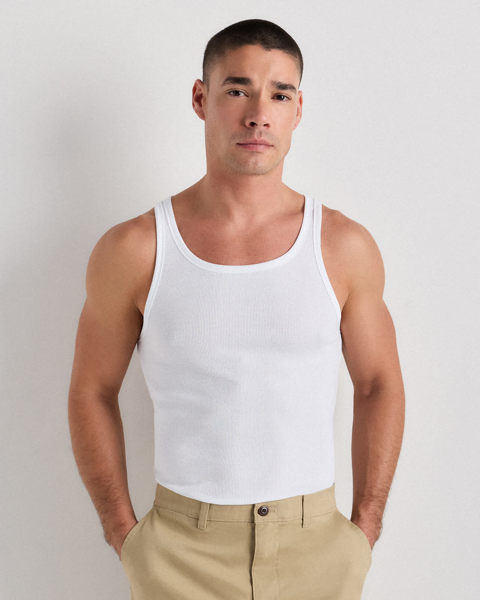 White Organic Cotton Ribbed Tank Top (3-Pack)